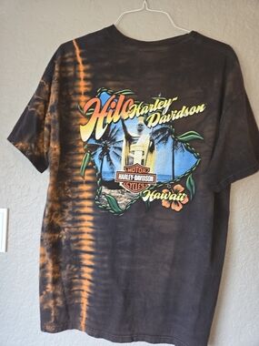 Harley-Davidson Hawaii Graphic Tee - Black with Orange Tie-Dye